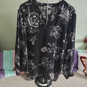 Maurices Black and White Floral Blouse